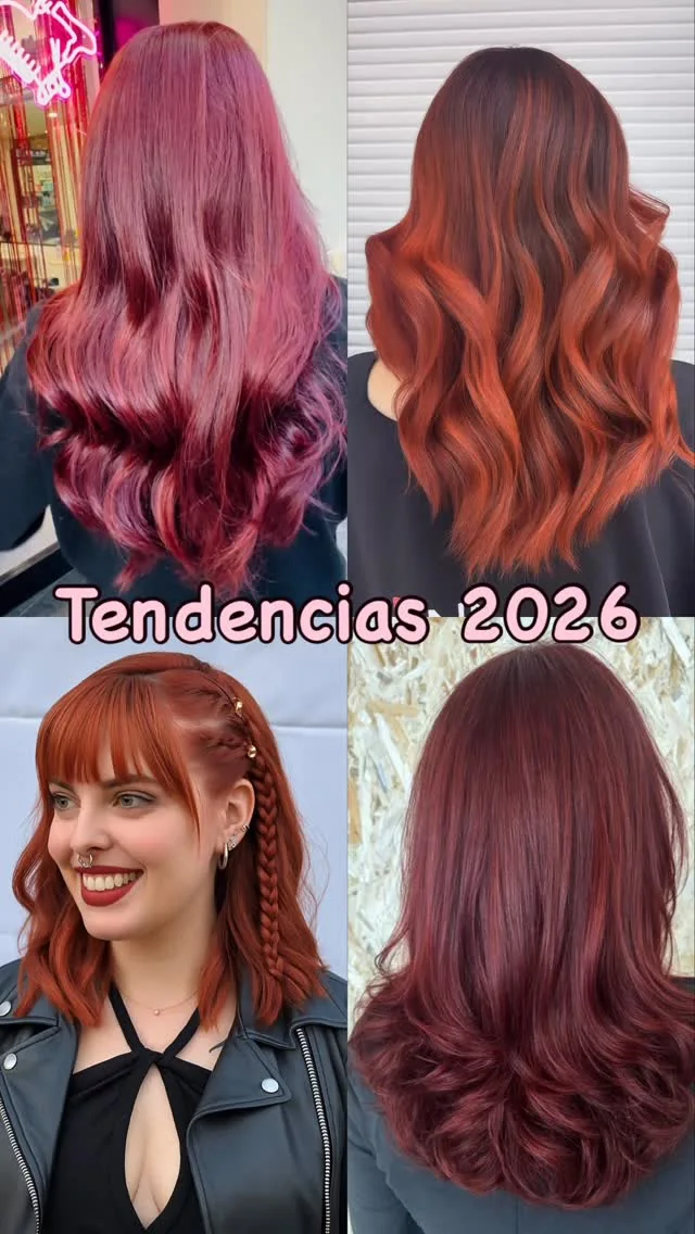 Collage de coloraciones rojas tendencia 2026